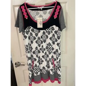 NWT Joe Browns Women's Size 16 Tunic Dress‎ Pink And Black